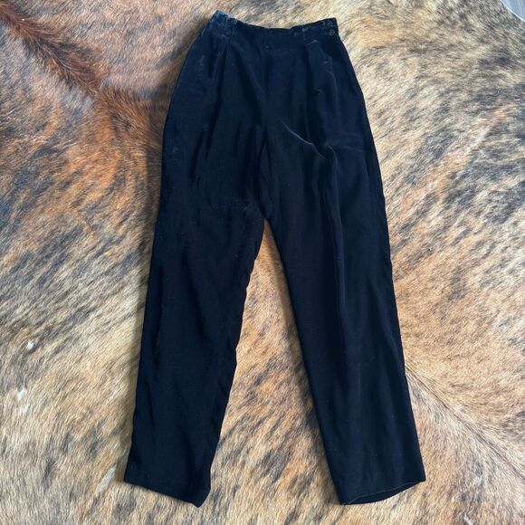 Dana Buchman Vintage Black Velvet Silk Straight Leg Pants 6 - Picture 1 of 8